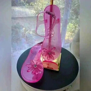 Betsy Johnson Hot Pink Gel Groovy Sandals Size 37